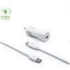 FIXED Autonabíjačka USB-C s káblom USBUSB-C, PD, 1 m, 18 W, biela FIXCC18-CC-WH