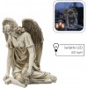 Socha anjela s krížom a LED vencem, béžová 34 × 26,5 × 38 cm