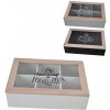 Excellent Houseware Drevený organizér na čaj Positive Black, 24x16,5x7 cm