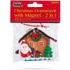 Vianočná magnetická dekorácia - 2 v 1 - medovníkový domček s mikulášom - 85 x 75 mm