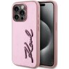 Karl Lagerfeld Wrinkled PU Signature Logo Zadní Kryt pro iPhone 15 Pro Max Pink KLHCP15XPFMFBKMP