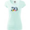 Kvetinové číslo kreslené - 50 - Dámske tričko Pure - XL ( Frost )