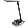 Stolná LED lampa s bezdrôtovým nabíjaním, stmievateľná, čierna, 5V/9V, micro USB, USB výstu