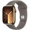 Apple Watch Series 9 Cellular 45mm Zlatá ocel s jílově šedým sportovním řemínkem S/M