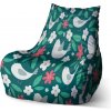 Sablio Sedací vak Bean Červené kvietie s vtáčikmi - 100 x 90 x 45 cm