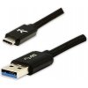 Logo USB kábel (3.2 gen 1), USB A samec - USB C samec, 1m, 5 Gb/s, 5V/3A, čierny, box, nylónové opletenie, hliníkový kryt konektor