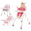 Skladacia stolička na kŕmenie 4v1, detská sedačka s táckou, ružová