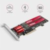 AXAGON PCEM2-ND, radič PCIe x8 - 2x M.2 NVMe M-key slot, RAID, podpora pre dosky bez rozdvojky, vrátane. LP