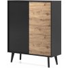 Piaski Komoda WILLOW KD104 dub artisan/čierna drevo 104 cm x 125 cm x 39 cm
