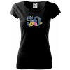Kvetinové číslo kreslené - 50 - Dámske tričko Pure - 3XL ( Čierna )