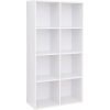 VASAGLE Regál na knihy s 8 priehradkami 129,5x 65,5x30 cm, biela LBC24WT