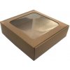 Zákusková krabica 25x25x7cm s okienkom, hnedá
