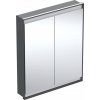 Geberit ONE - Zrkadlová skrinka s LED osvetlením, 750x900x150 mm, 2 dvierka, vstavaná, matná čierna 505.802.00.7