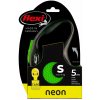 Flexi Vodítko Neon S pások 5m černo-zelené