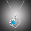 GRACE Silver Jewellery Stříbrný náhrdelník Psí tlapka a srdíčko - stříbro 925/1000, modrý opál NH-BSN225/21 45 cm Modrá