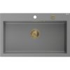 MEXEN/S MEXEN/S - Elix granitový drez 1-miska 800 x 500 mm, sivý, sifón zlatá 6527801005-71-G