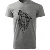 Geometria - vlk - vyjúci - Klasické pánske tričko vyššej gramáže - L ( Tmavosivý melír )