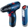Akumulátorový vŕtací skrutkovač Bosch GSR 120-LI s akumulátorovým svietidlom GLI 12V-300 06019G8004