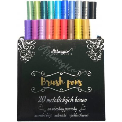 Artmagico Brush pens metalické sada 20 ks