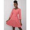 Factory Krátke elegantné šaty s opaskom a volánovým lemom – ružové, veľkosť 36 Farba: Staroružová, Veľkosť: 36