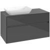 VILLEROY & BOCH Collaro závesná skrinka pod umývadlo na dosku (umývadlo vľavo), 2 zásuvky, 1000 x 500 x 548 mm, Glossy Grey, C11000FP