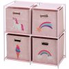 HOMESTYLING Zásuvková skrinka detská 4 úložné boxy ružová