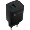 Univerzálna USB nabíjačka Natec RIBERA GaN 30 W, 1X USB-A, 1X USB-C, čierna NUC-2141