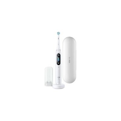 Oral-B iO Series 8 White Alabaster elektrický zubní kartáček, magnetický, 6 režimů, časovač, tlakový senzor, pouzdro, Biela