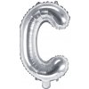 PartyDeco Fóliový balón Mini - Písmeno C 35cm strieborný