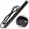 Napájacia lišta RACK 19'' 1U, 9 zásuviek Schuko + vypínač, 2m