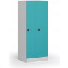 Šatníková skrinka S1 znížená, 2 oddiely, 1500 x 600 x 500 mm, demont, zámok s čítačkou RFID kariet, zelené dvere