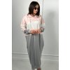 Tri-Color Hooded Dress Powder Pink Ecru Grey