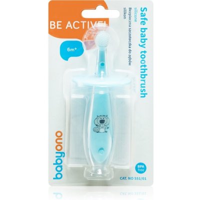 BabyOno Safe Baby Toothbrush zubná kefka pre deti 6m+ Blue 1 ks