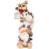 Dekorácia MagicHome Vianoce, Santa, sob a snehuliak s lampášikom, 1 LED, 2xAAA, keramika, 29x24x66 c