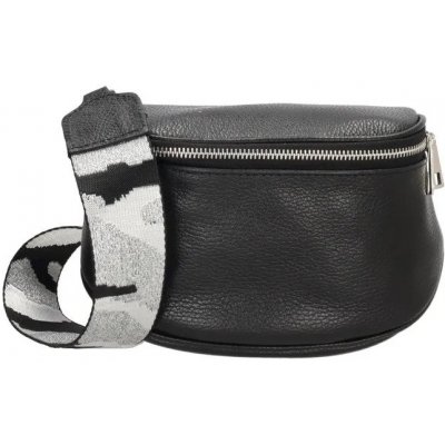 Zdobená kožená crossbody kabelka Čierna Pouch