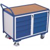 Variofit Dielenský vozík, 8 zásuviek, Variofit, do 250 kg, š x h x v: 112,5 x 62,5 x 101 cm, modrá/antracit Farba: modrá RAL5010