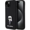 Puzdro Karl Lagerfeld Liquid Silicone Metal Ikonik iPhone 15 - čierne