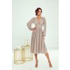 Warsaw Dress Béžové trblietavé midi šaty s dlhými rukávmi Veľkosť: XXXL