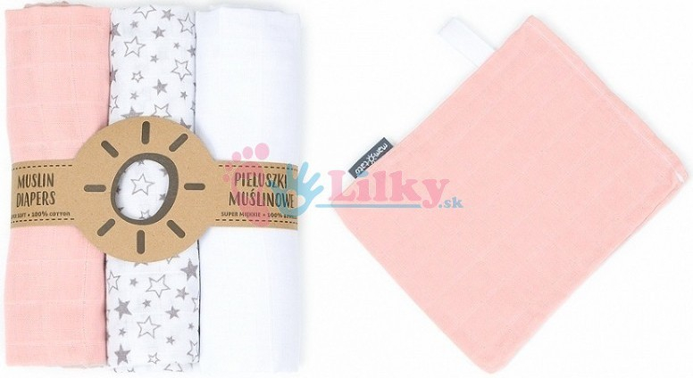Mamo-Tato mušelínové plienky + žinka zadarmo biela hvězdičky růžová 3 ks od  15,67 € - Heureka.sk