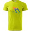 Skokan na lyžiach splash - Klasické pánske tričko vyššej gramáže - 4XL ( Limetková )