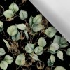 Látka s potlačou nepremokavý polyester TD/NS Eukalyptus čierny