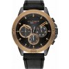 Robustné Pánske Hodinky TOMMY HILFIGER 1791893 (46 mm) – hnedé puzdro čierny kožený remienok