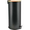 Spirella Pedálový odpadkový kôš s bambusovým vekom Adonis 30 l, matná čierna