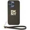 DKNY PU Leather Stack Logo Wrist Strap Zadní Kryt pro iPhone 15 Pro Max Brown DKHCP15XPBSWSA