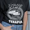 Tričko s potlačou Čítanie je moja terapia Dámsky Čierna XXL