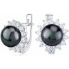 Silvego Strieborné náušnice s prírodnou čiernou perlou z Tahiti LPS0156BE