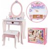 Drevený TOALETNÝ STOLÍK pre deti dievčatá veľký so zrkadlom, sada + príslušenstvo