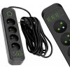 Sieťový predlžovací kábel 4x uzemnená zásuvka USB Power Strip On/Off Switch 5m Black Connecto Kobi