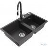 MEXEN/S MEXEN/S - Tomas granitový drez 2-bowl vrátane batérie Savita, čierna kropenatá 6516-76-672601-76