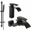 Súprava batérií MEXEN ARIES V umývadlová batéria + vaňová batéria so sprchou čierna